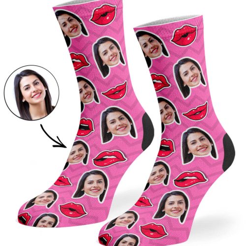 Pink Comic Lips Socks