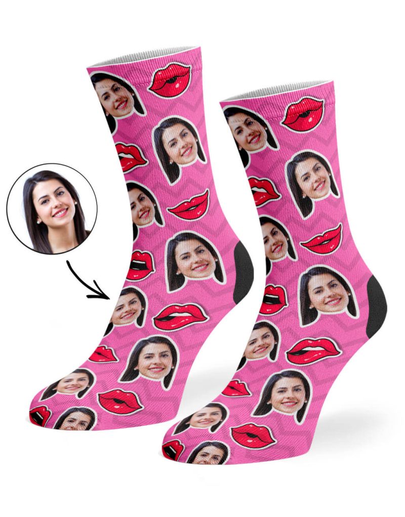 Pink Comic Lips Socks