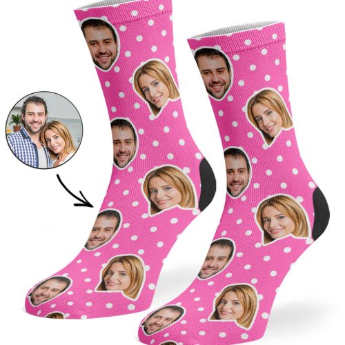 Pink Couples Spotty Face Socks