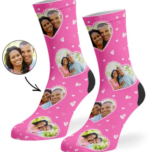 Pink Cute Heart Collage Socks