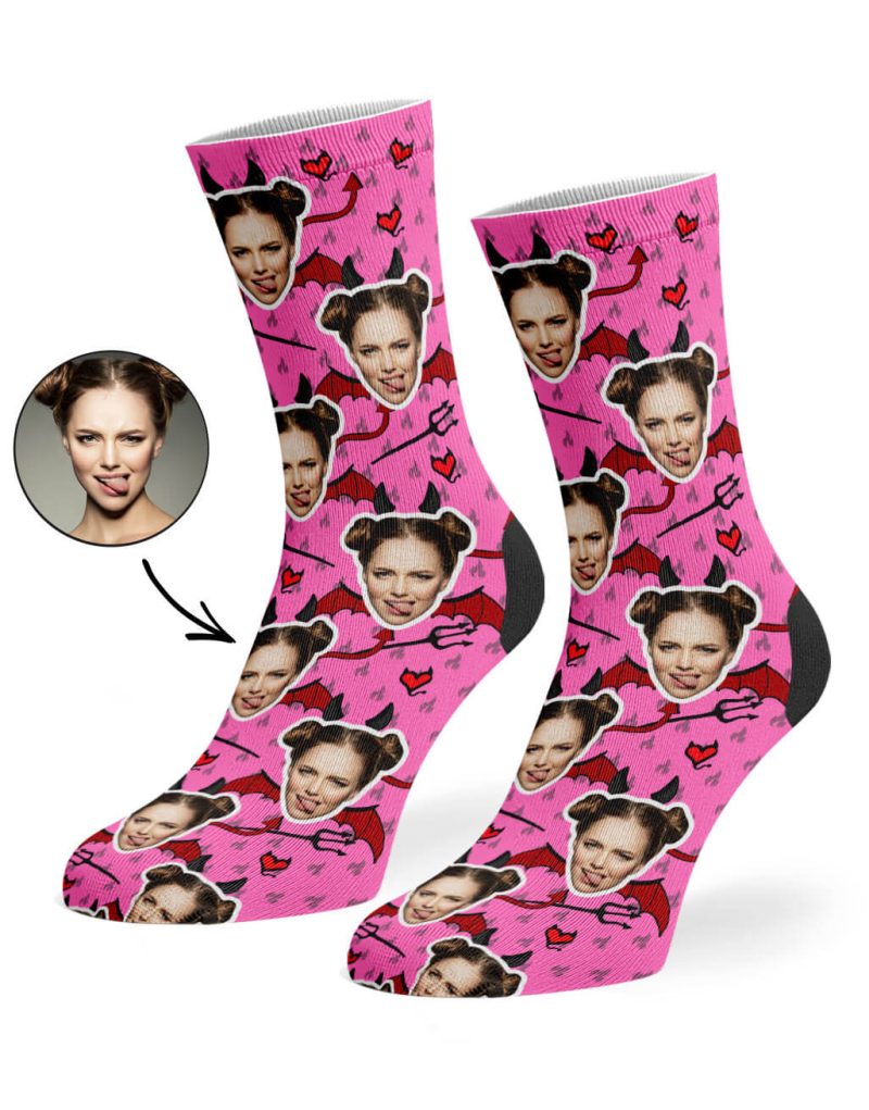 Pink Devil Face Socks