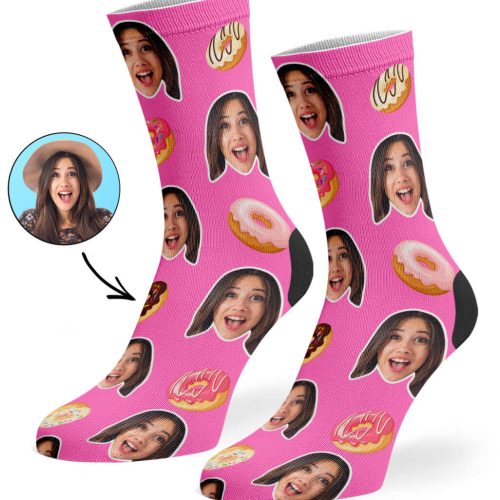 Pink Donut Face Socks