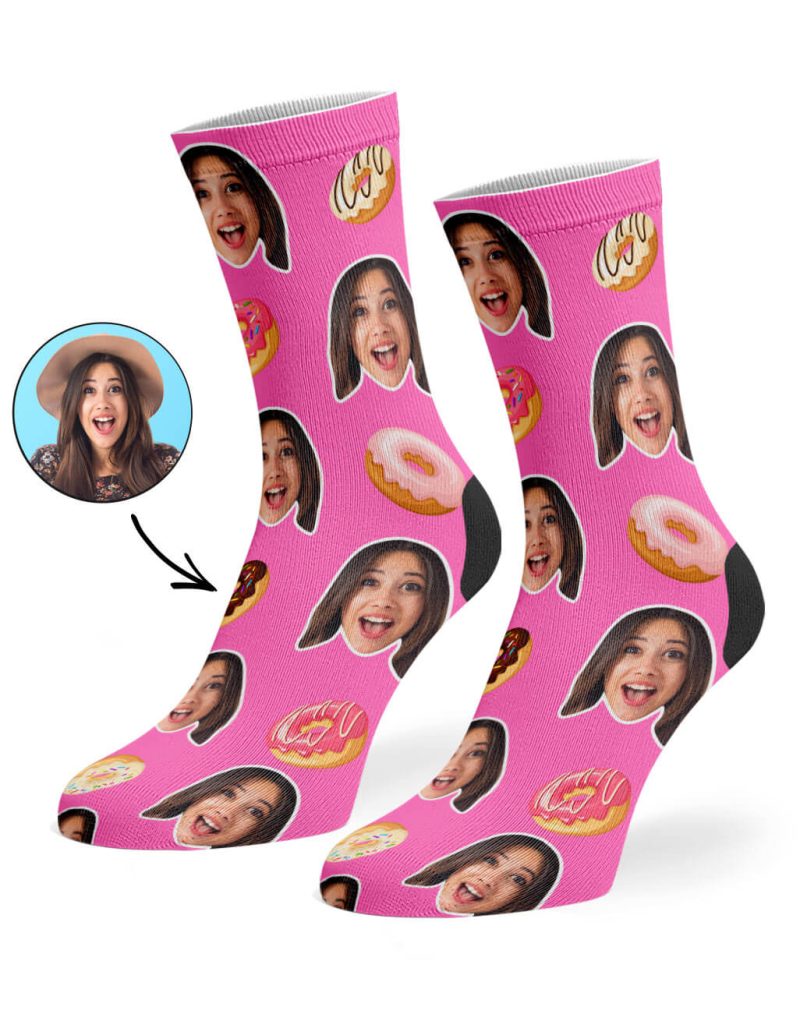 Pink Donut Face Socks