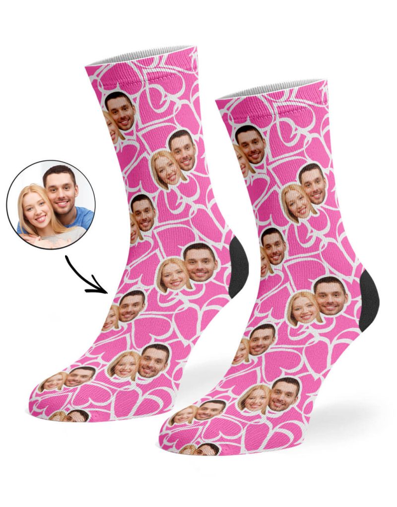 Pink Doodle Hearts Socks