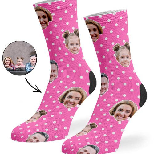 Pink Family Spotty Face Socks