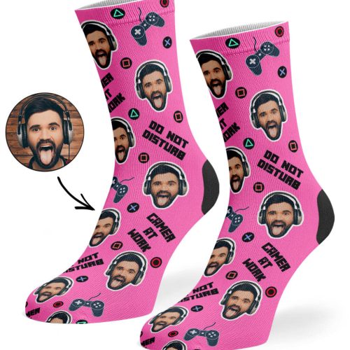 Pink Gamer Face Socks