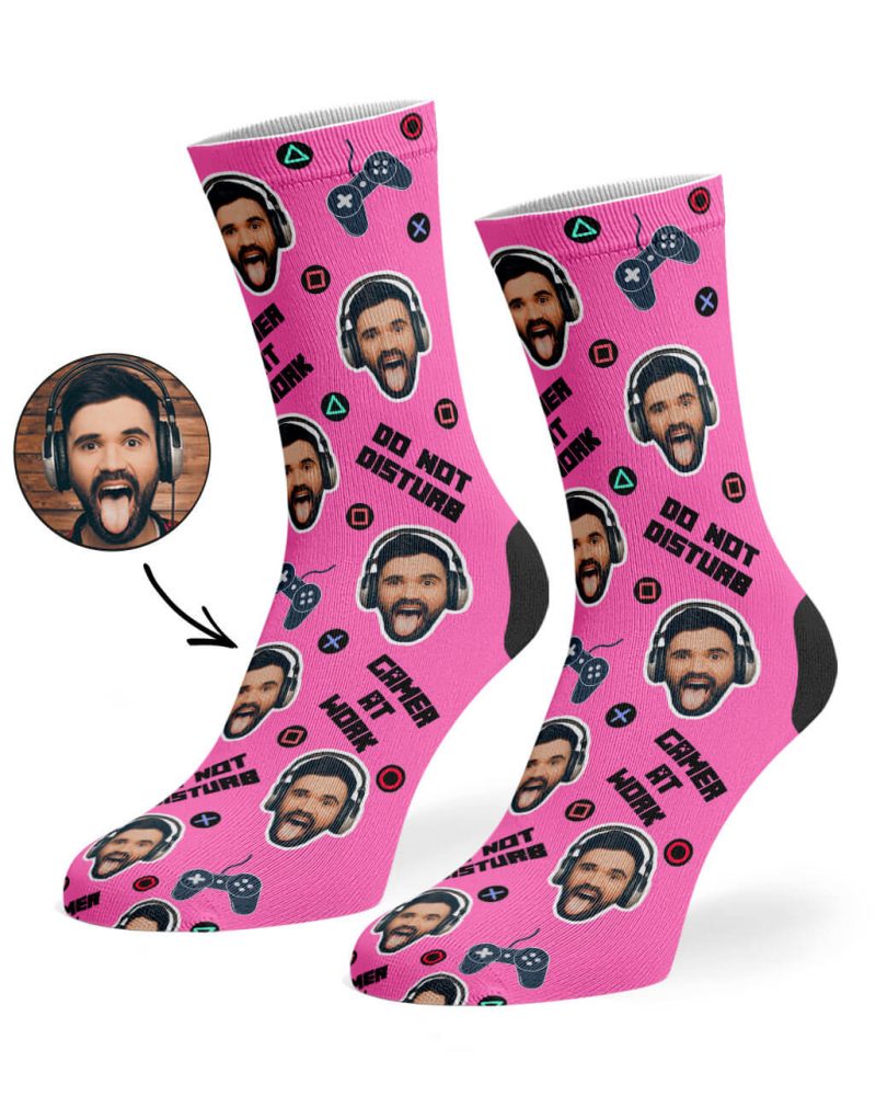 Pink Gamer Face Socks