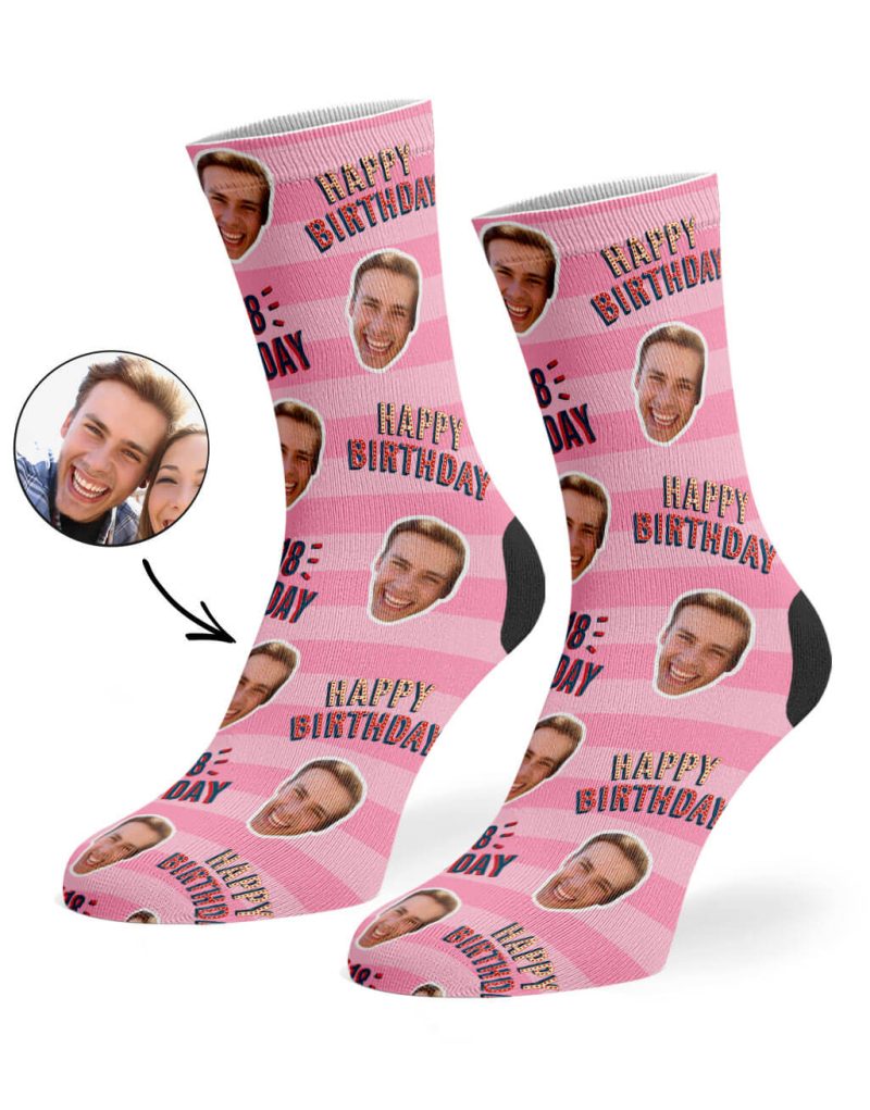 Pink Happy 18th Birthday Socks