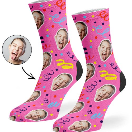 Pink Happy Birthday Confetti Socks