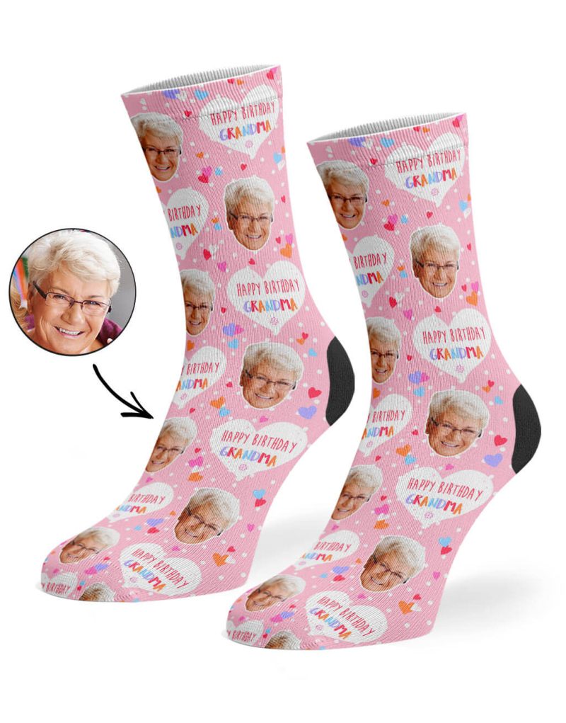 Pink Happy Birthday Grandma Socks