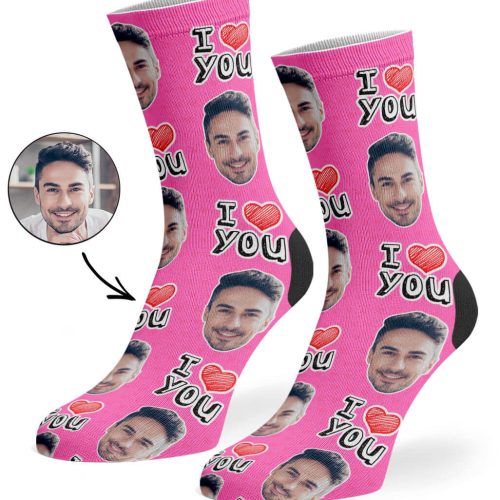 Pink I Heart You Socks