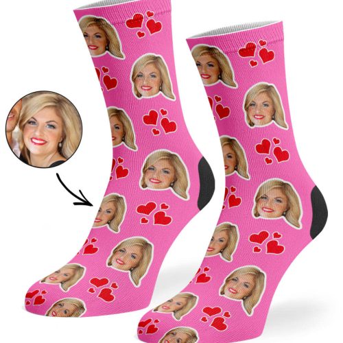 Pink My Valentine Face Socks