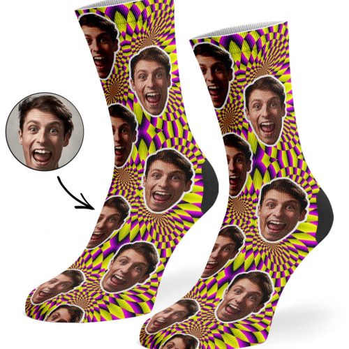 Pink Trippy Face Socks