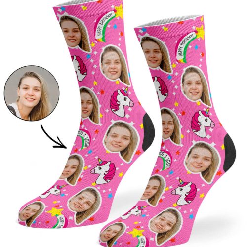 Pink Unicorn Birthday Socks