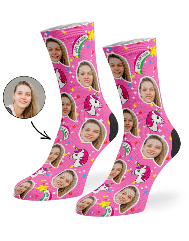 Pink Unicorn Birthday Socks