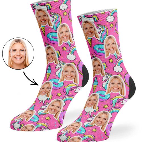 Pink Unicorn Donut Socks