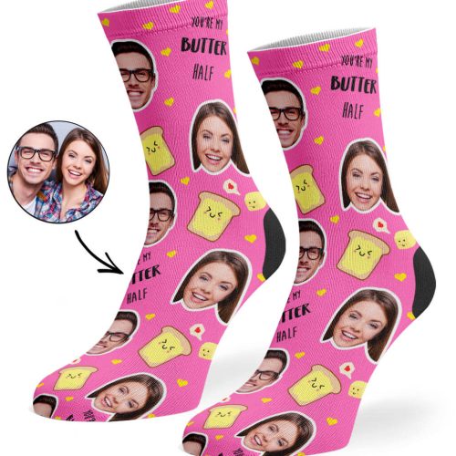 Pink You re My Butter Half Socks