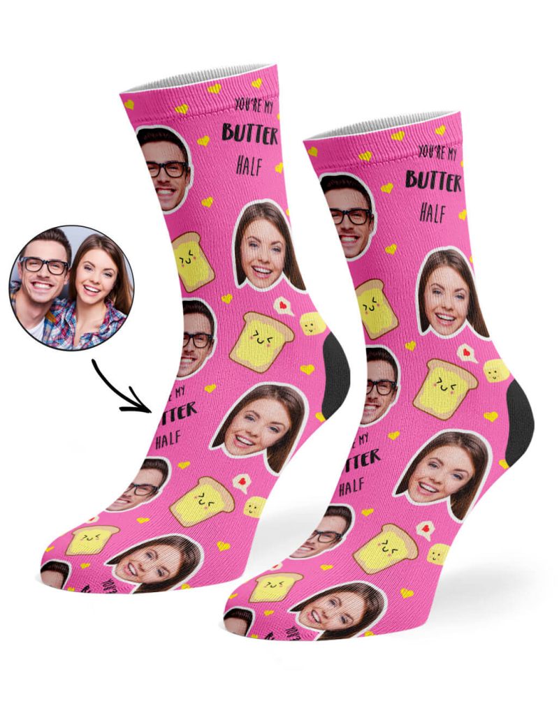 Pink You re My Butter Half Socks