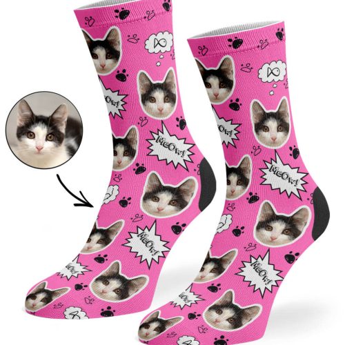 Pink Your Cat Meow Socks