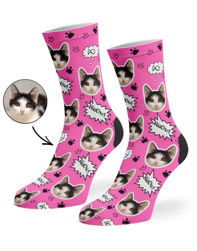 Pink Your Cat Meow Socks