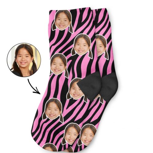 Custom Zebra Print Face Kids Socks