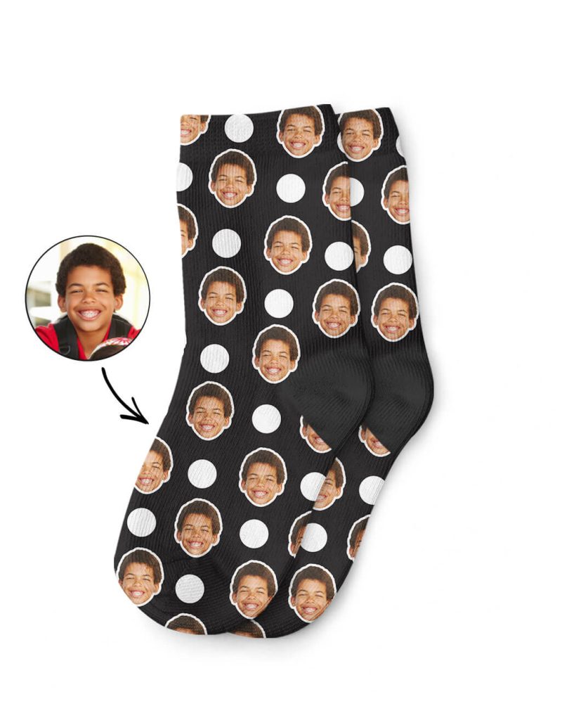 Polka Face Kids Black Socks