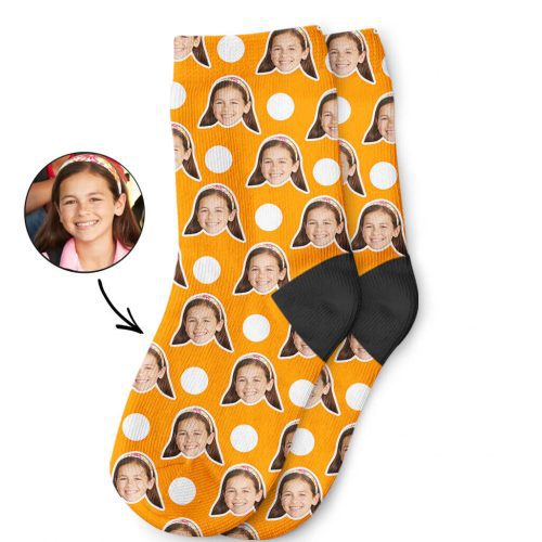 Orange Polka Face Kids Socks