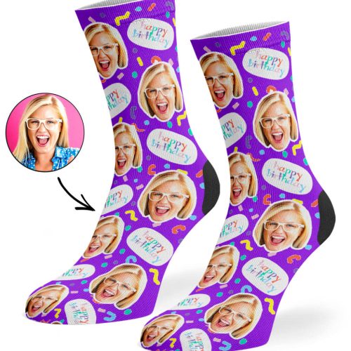 Purple Birthday Squiggle Socks