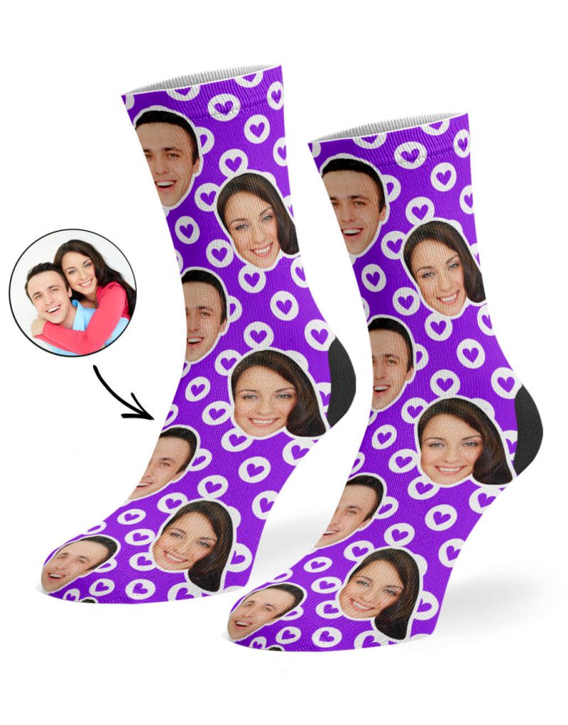 Purple Circle Hearts Socks