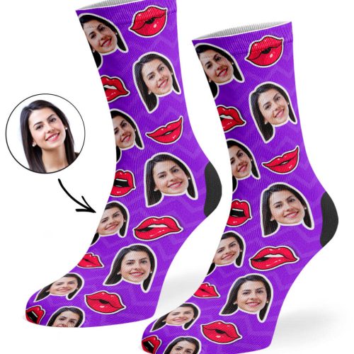 Purple Comic Lips Socks