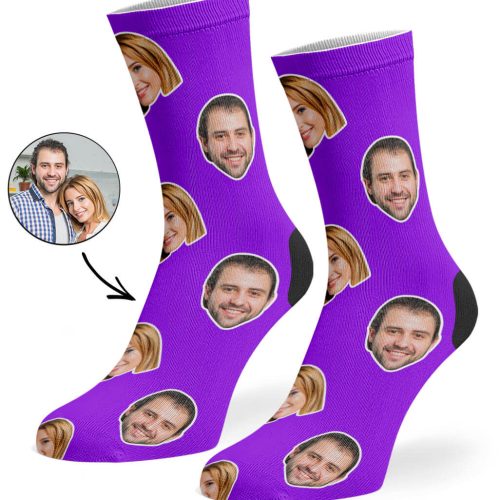 Purple Couple Face Socks