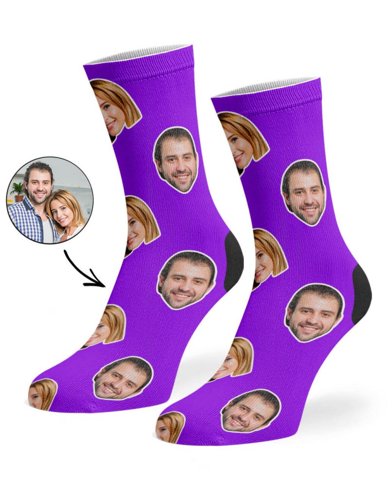 Purple Couple Face Socks