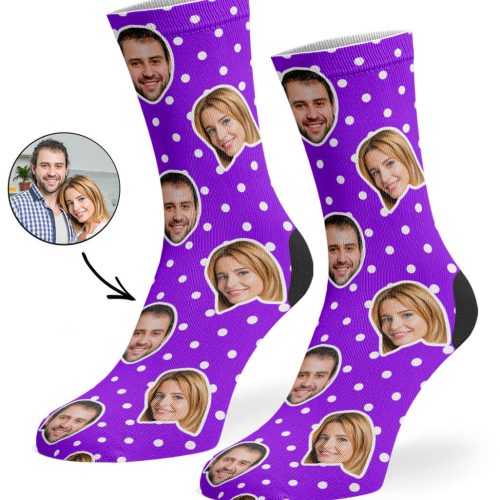 Purple Couples Spotty Face Socks