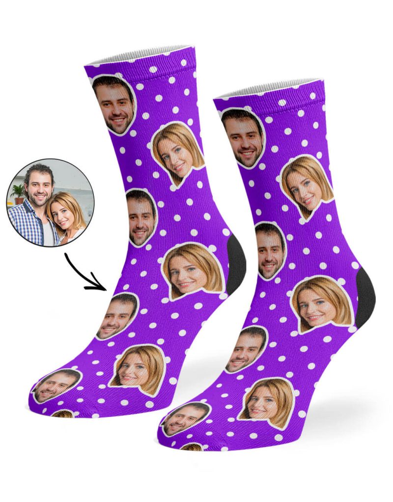 Purple Couples Spotty Face Socks