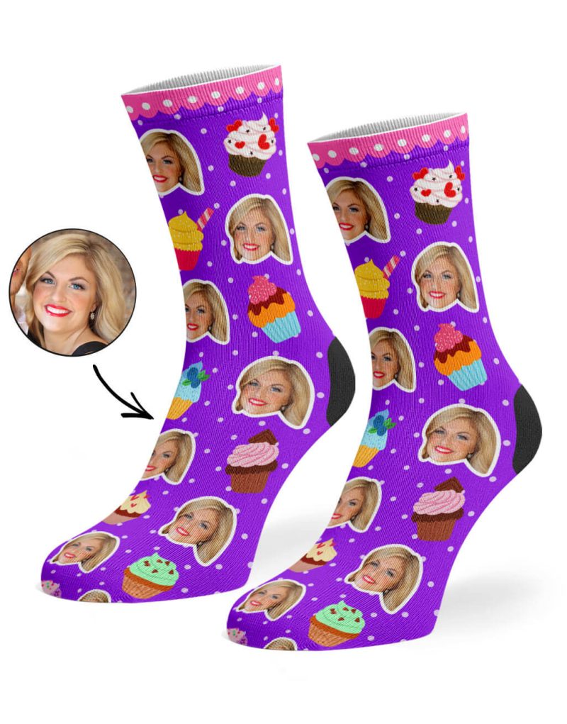 Purple Cupcake Face Socks