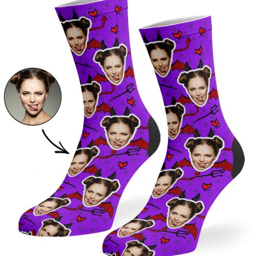 Purple Devil Face Socks