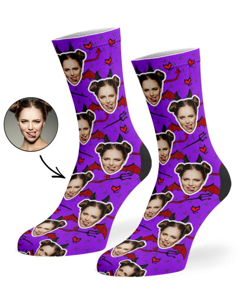 Purple Devil Face Socks