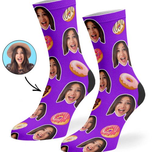 Purple Donut Face Socks