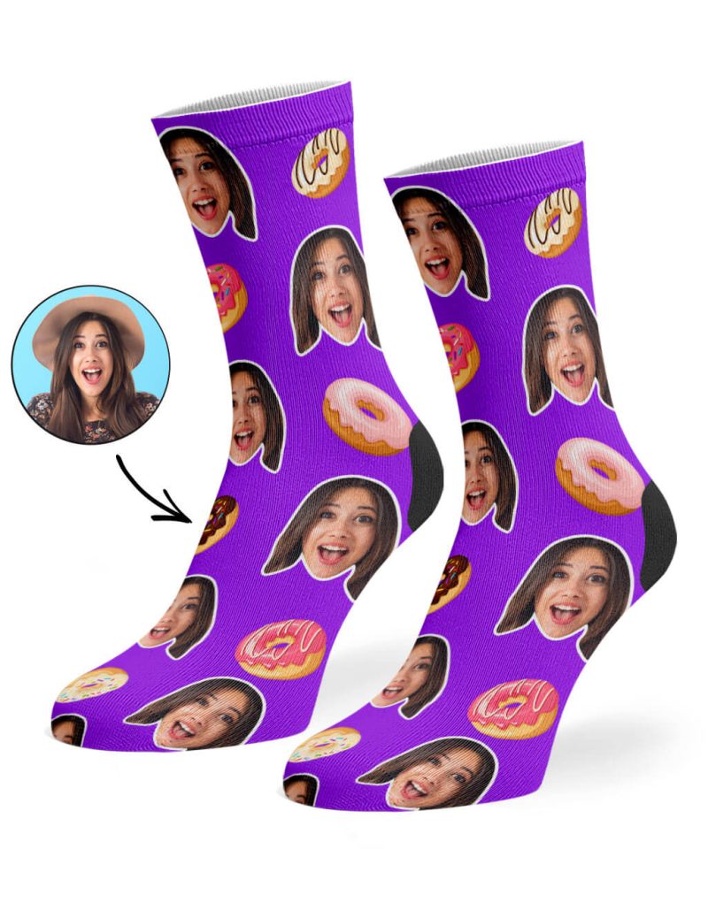 Purple Donut Face Socks