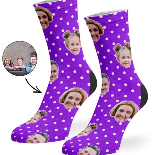 Purple Family Spotty Face Socks