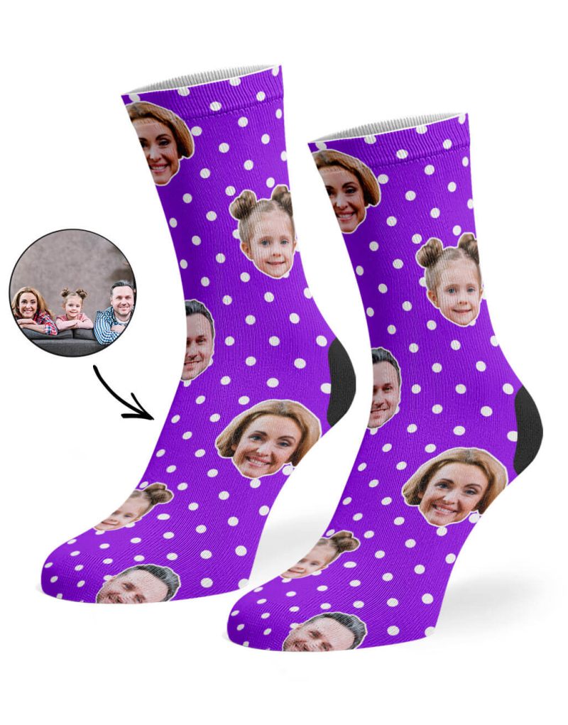 Purple Family Spotty Face Socks