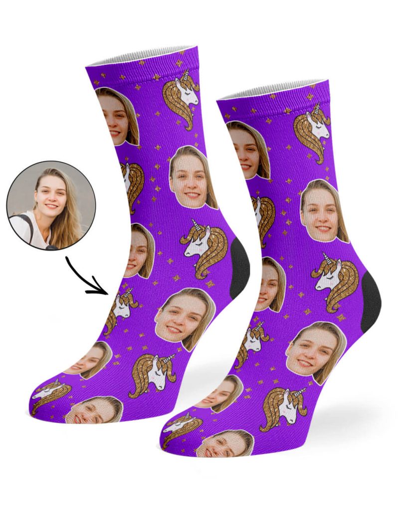 Purple Glitter Unicorn Socks