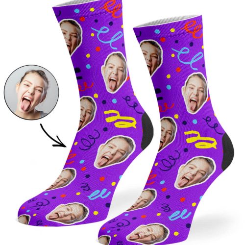 Purple Happy Birthday Confetti Socks