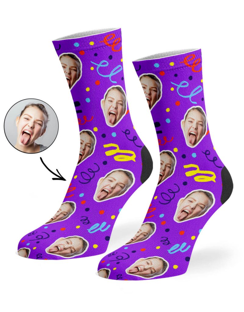 Purple Happy Birthday Confetti Socks