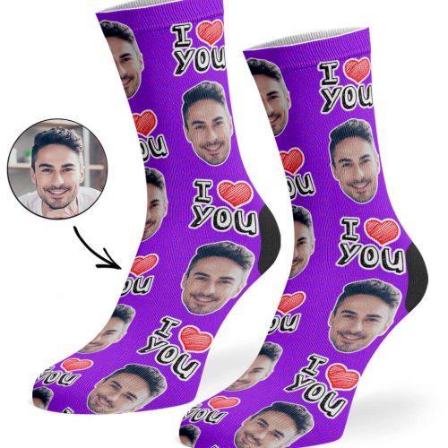 Purple I Heart You Socks