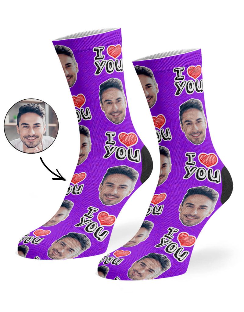 Purple I Heart You Socks