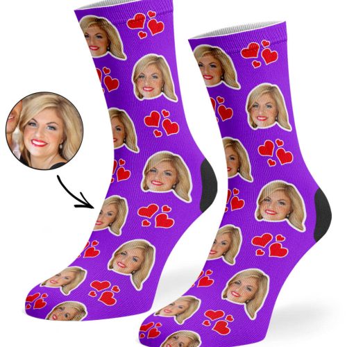 Purple My Valentine Face Socks