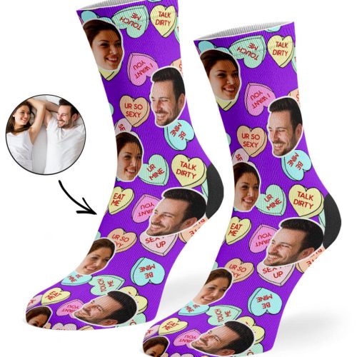 Purple Naughty Love Hearts Socks