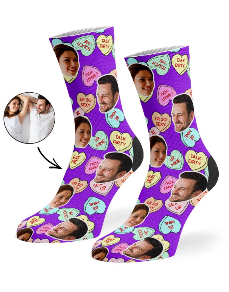 Purple Naughty Love Hearts Socks