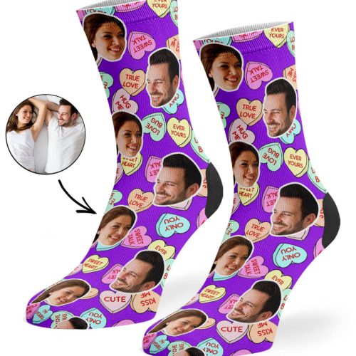 Purple Nice Love Hearts Socks